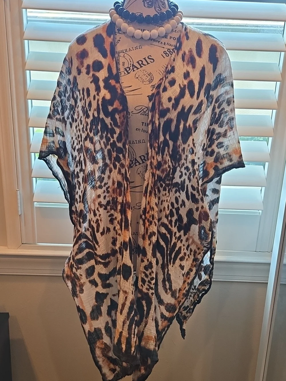 Vince Camuto Leopard-Print Wrap Tunic Cover Up in Black & Brown. High Low